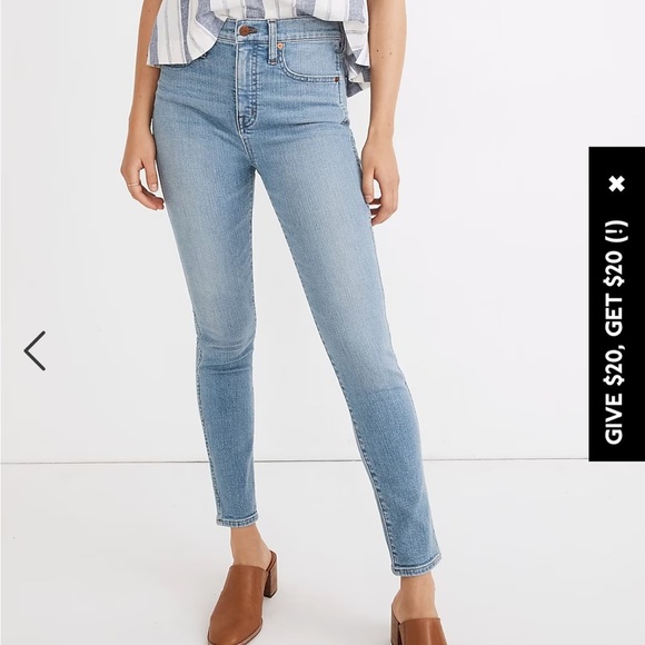 Madewell - NEW 10” High Rise Skinny Jeans Light Blue Wash - Size 26 - Picture 3 of 10